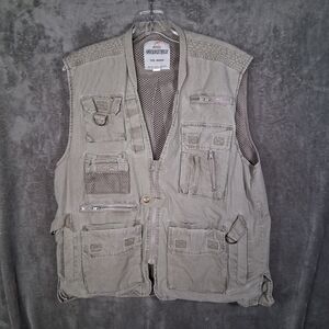 Rothco Vest Mens Medium M Beige Outback Canvas Full Zip Pockets Hiking Fishing